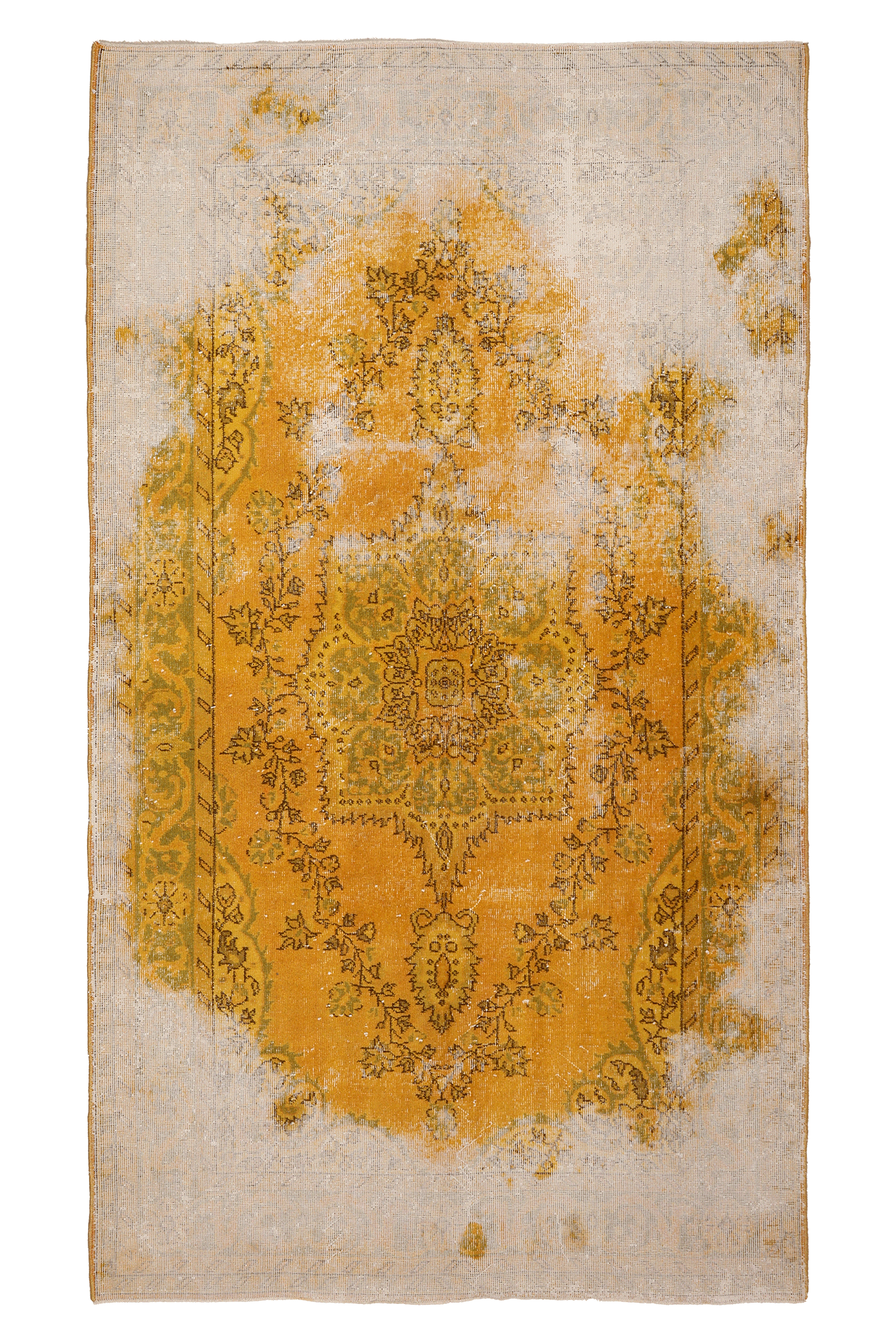 Vintage Isparta Turkish Area Rug 5x9 ft — Orange & Beige Distressed
