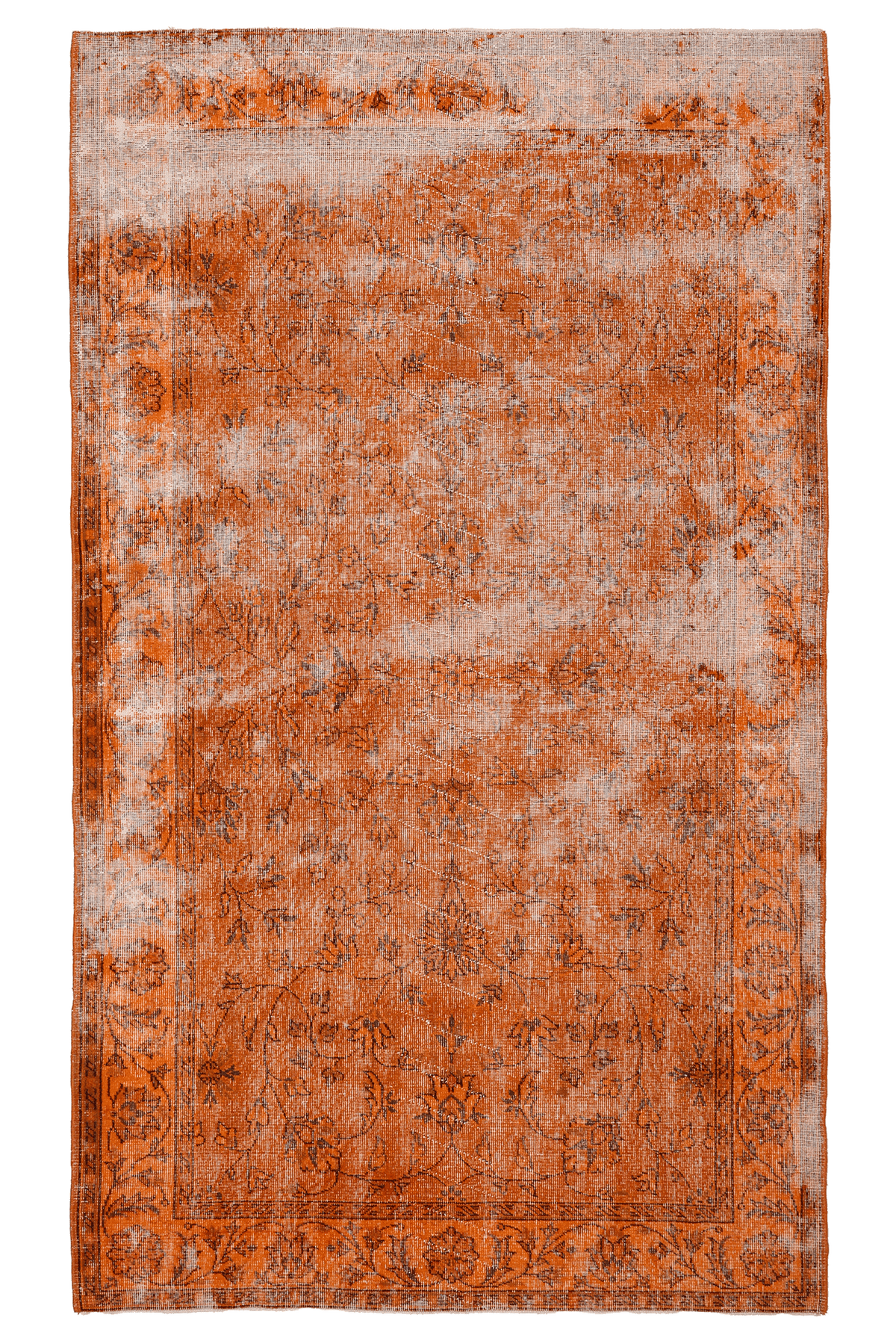 Vintage Isparta Turkish Area Rug 5x8 ft — Orange Overdyed