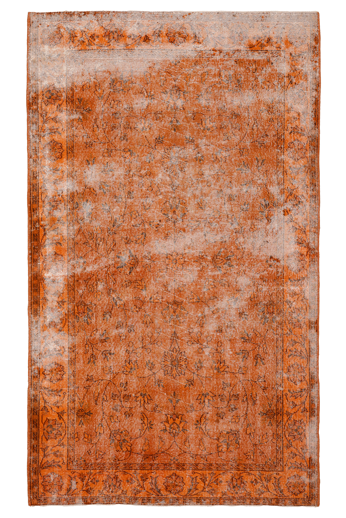 Vintage Isparta Turkish Area Rug 5x8 ft — Orange Overdyed