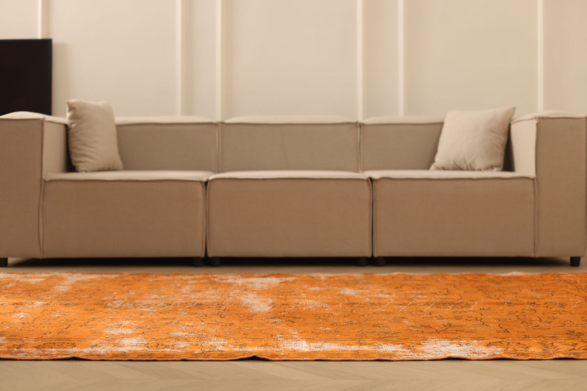 Vintage Isparta Turkish Area Rug 5x8 ft — Orange Overdyed