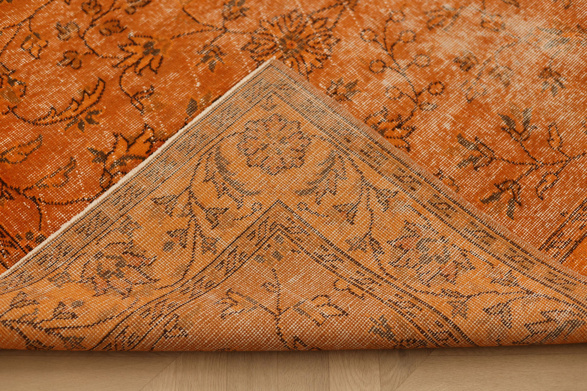 Vintage Isparta Turkish Area Rug 5x8 ft — Orange Overdyed