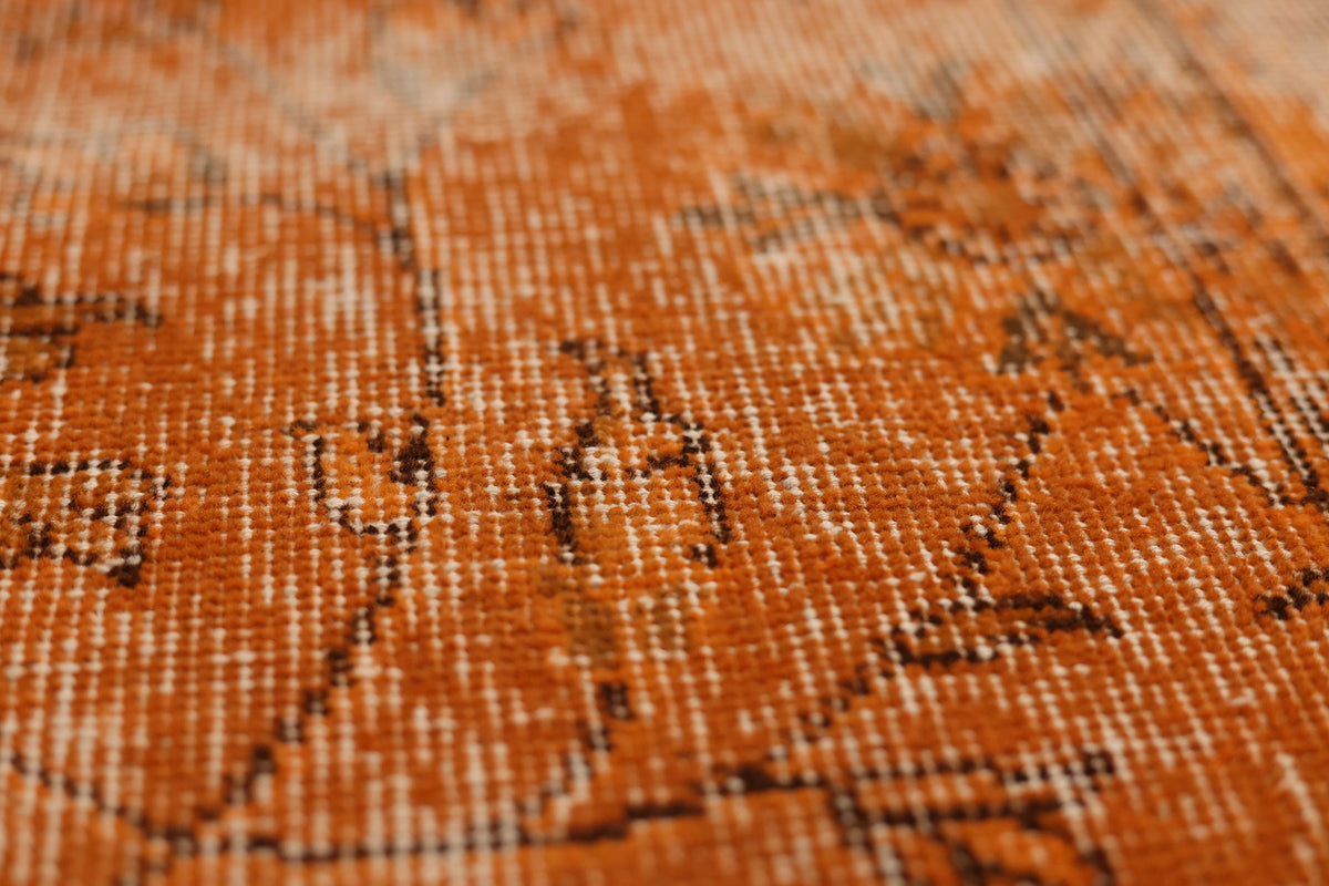 Vintage Isparta Turkish Area Rug 5x8 ft — Orange Overdyed