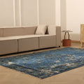 Vintage Isparta Turkish Area Rug 6x9 ft — Blue & Gray Overdyed