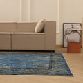Vintage Isparta Turkish Area Rug 6x9 ft — Blue & Gray Overdyed