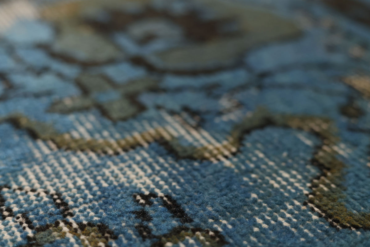 Vintage Isparta Turkish Area Rug 6x9 ft — Blue & Gray Overdyed
