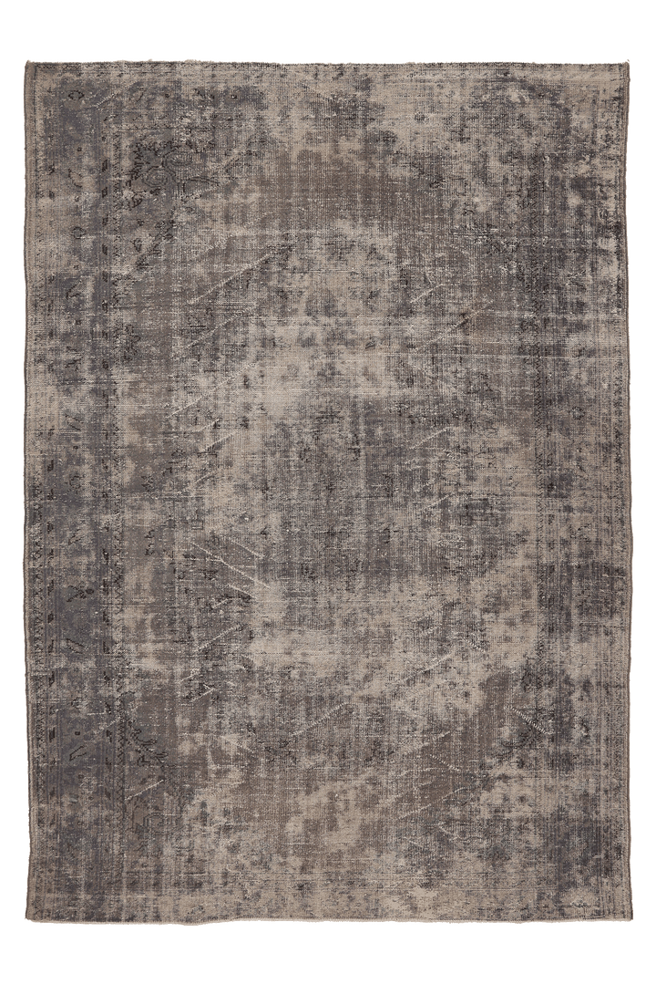 Vintage Manisa Turkish Area Rug 6x9 ft — Gray & Beige Distressed