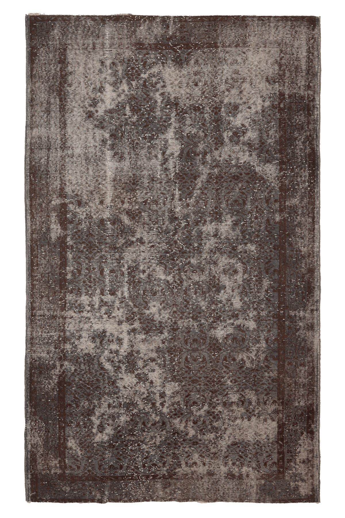 Vintage Isparta Turkish Area Rug 5x9 ft — Gray & Brown Distressed
