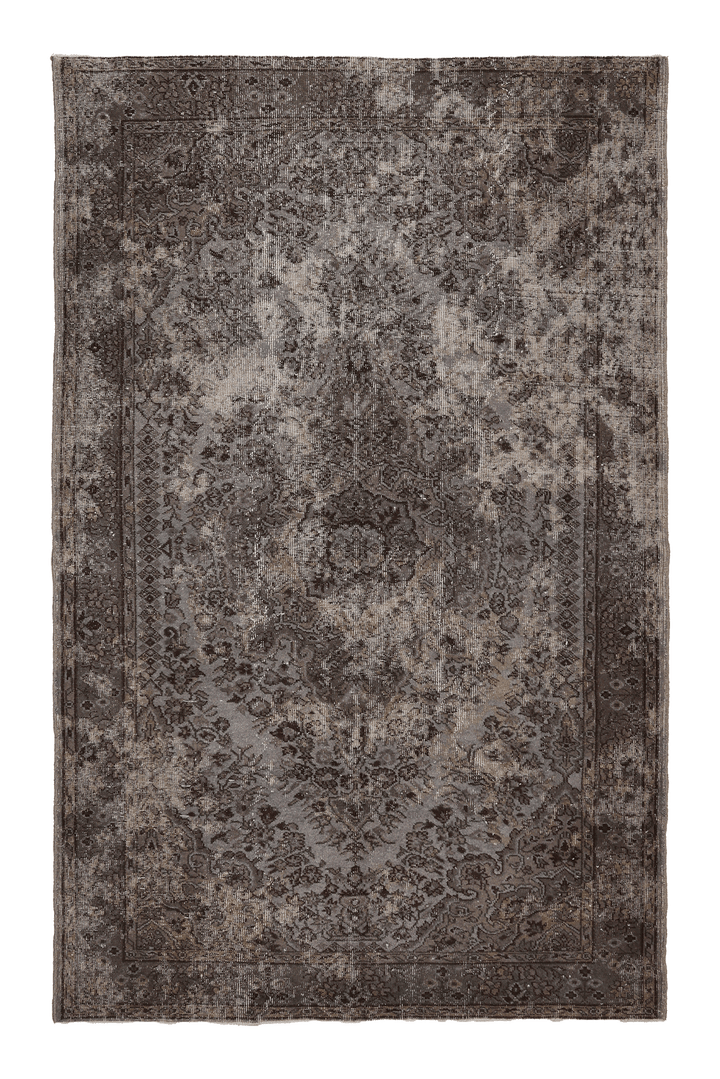 Vintage Isparta Turkish Area Rug 6x9 ft — Gray & Brown Distressed