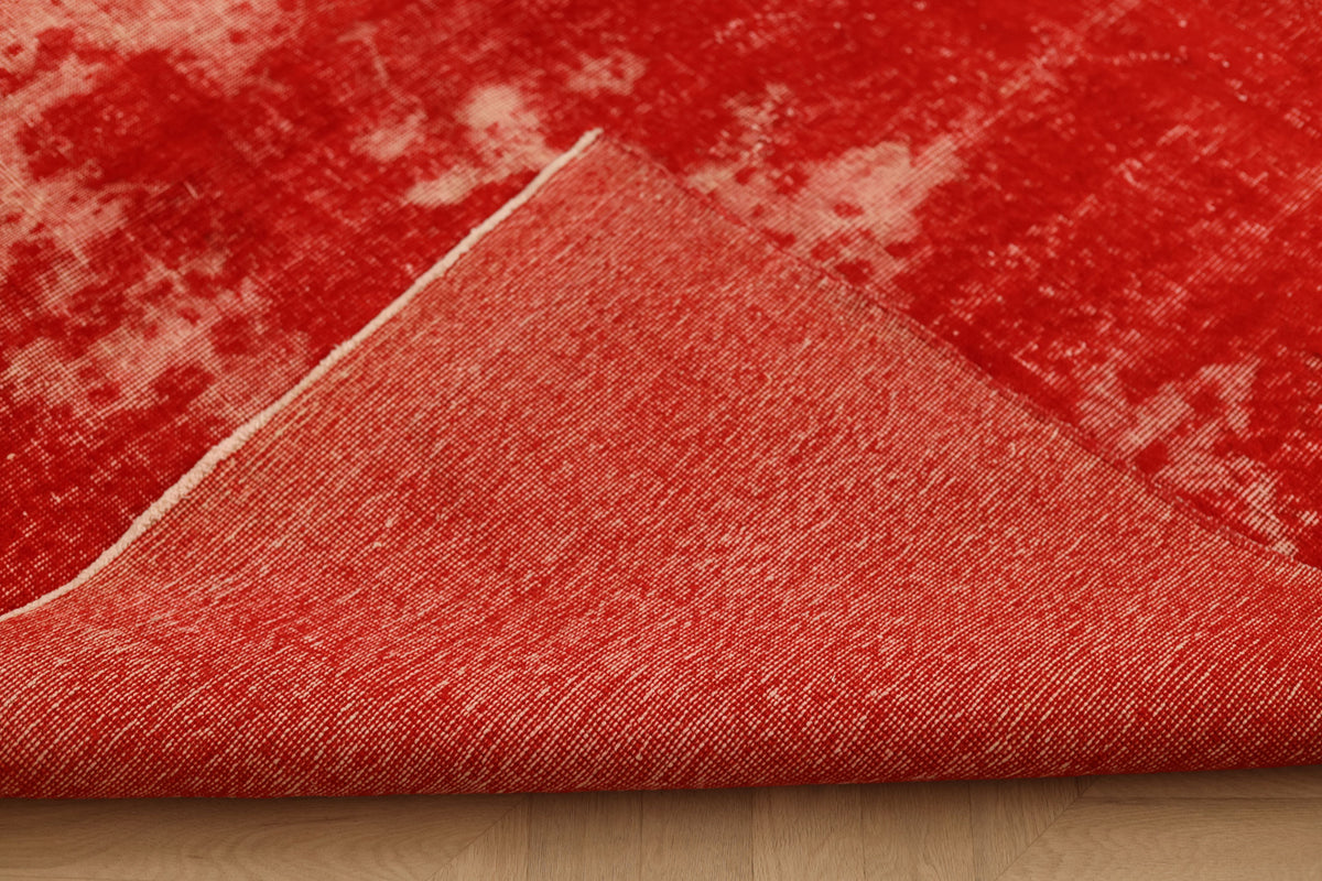 Vintage Isparta Turkish Area Rug 6x9 ft — Red Overdyed