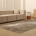 Vintage Isparta Turkish Area Rug 5x9 ft — Gray & Brown Floral (No. 40123)
