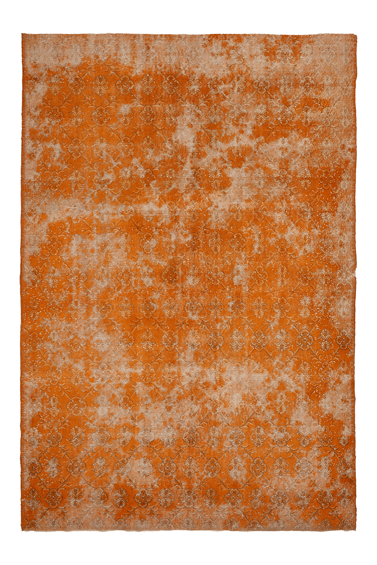 Vintage Isparta Turkish Area Rug 7x10 ft — Orange & Beige Overdyed