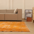 Vintage Isparta Turkish Area Rug 7x10 ft — Orange & Beige Overdyed