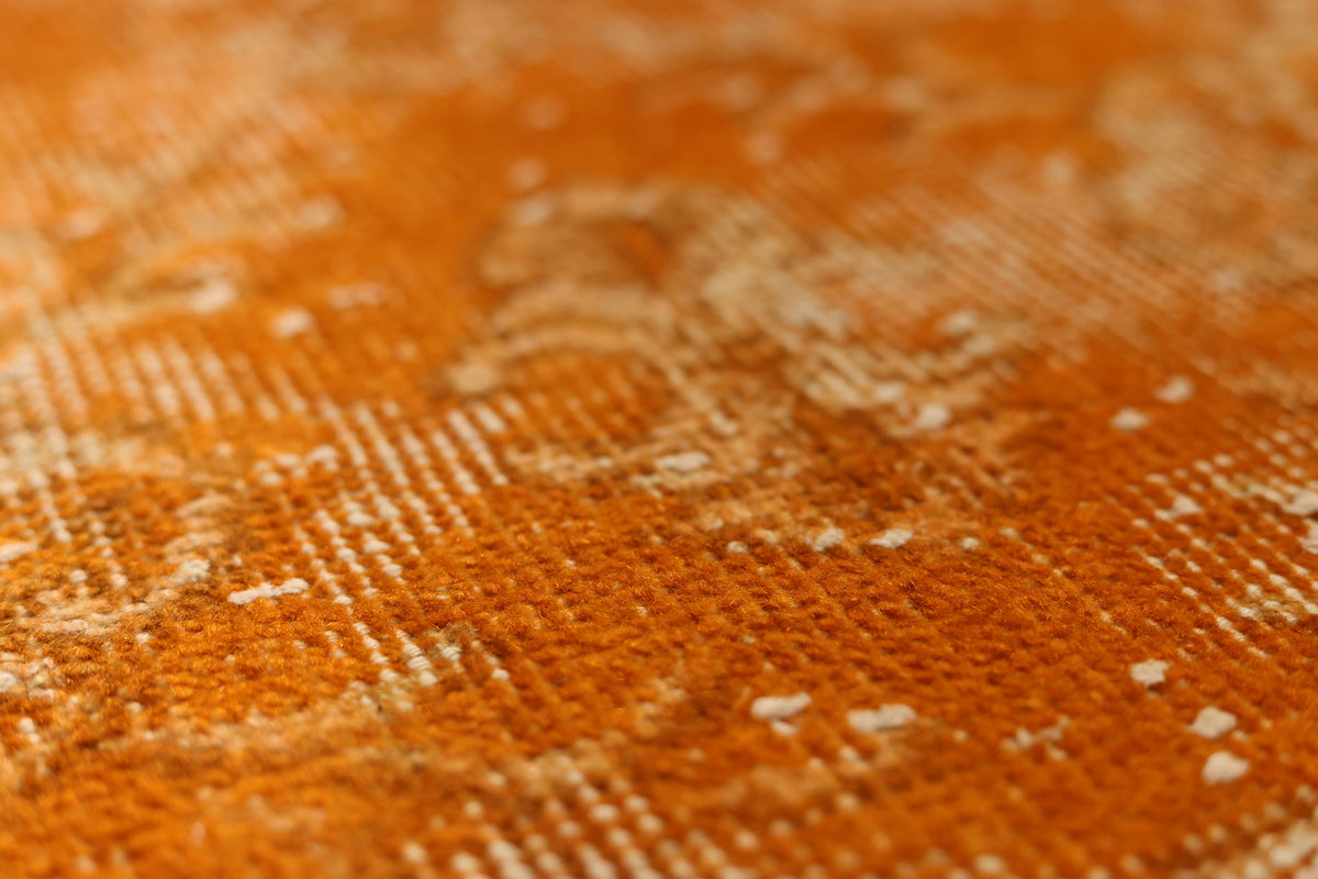 Vintage Isparta Turkish Area Rug 7x10 ft — Orange & Beige Overdyed