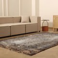 Vintage Isparta Turkish Area Rug 5x9 ft — Gray & Brown Distressed (No. 40129)