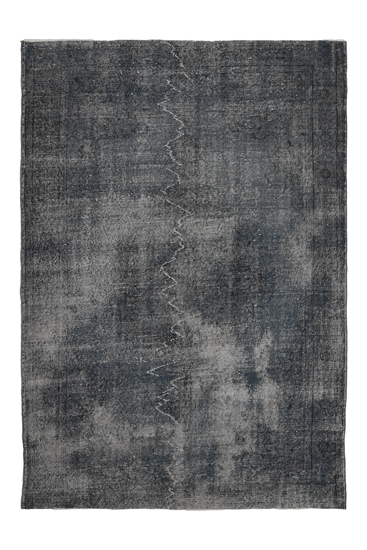 Vintage Isparta Turkish Area Rug 5x8 ft — Gray Overdyed (No. 40131)