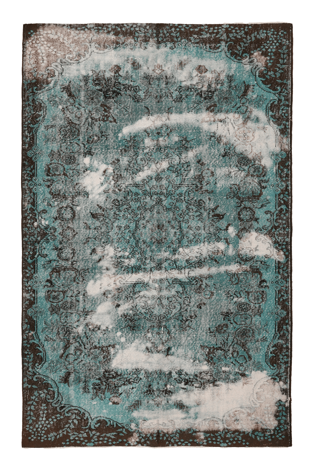 Vintage Isparta Turkish Area Rug 5x8 ft — Blue & Gray Distressed (No. 40132)