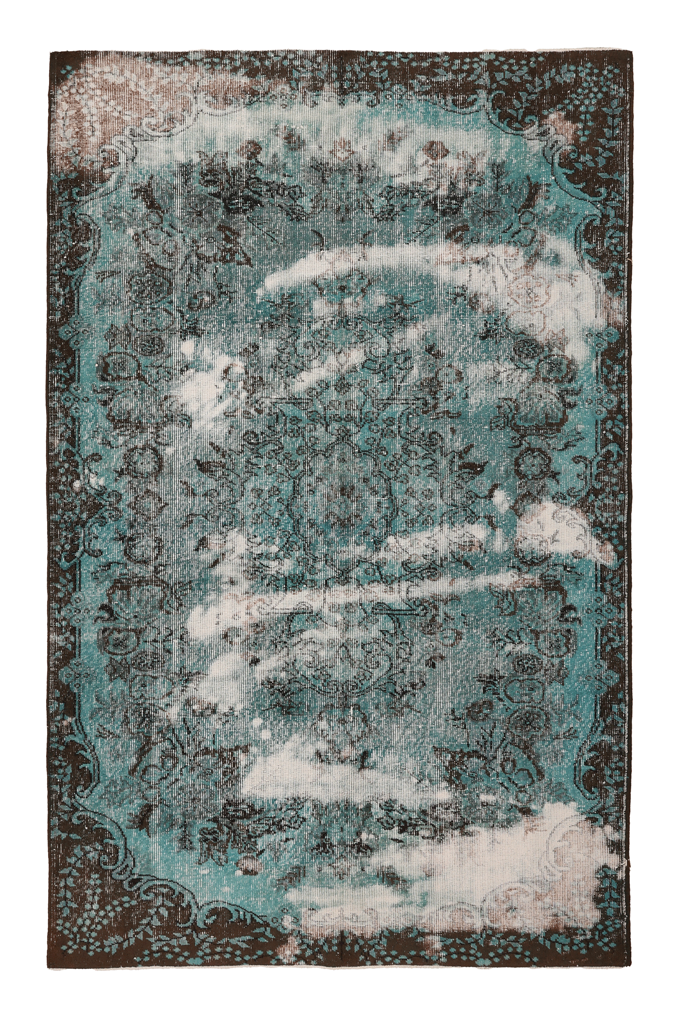 Vintage Isparta Turkish Area Rug 5x8 ft — Blue & Gray Distressed (No. 40132)
