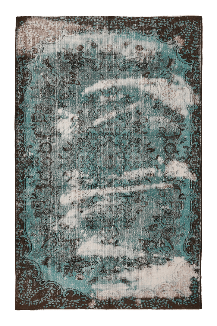 Vintage Isparta Turkish Area Rug 5x8 ft — Blue & Gray Distressed (No. 40132)