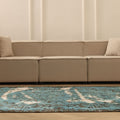 Vintage Isparta Turkish Area Rug 5x8 ft — Blue & Gray Distressed (No. 40132)