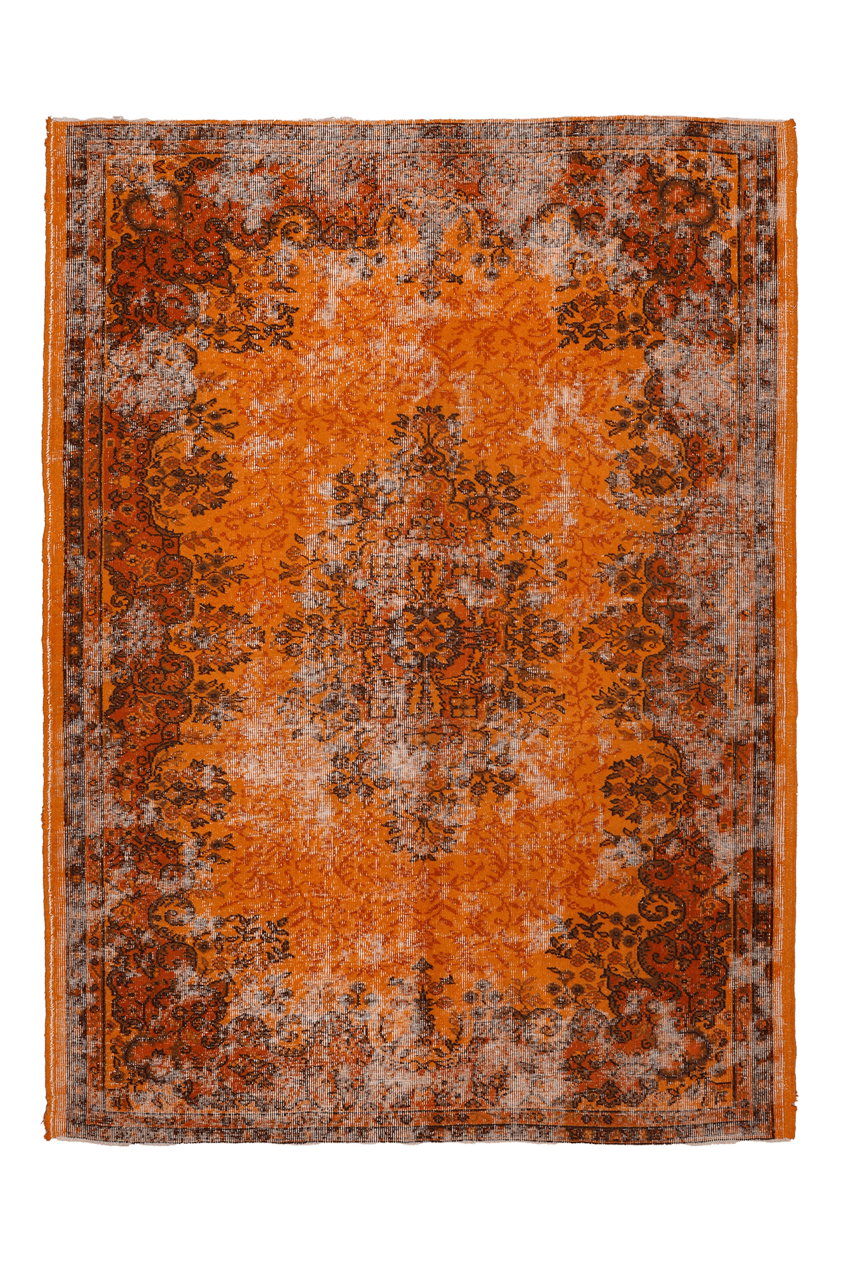 Vintage Isparta Turkish Area Rug 6x8 ft — Orange Overdyed