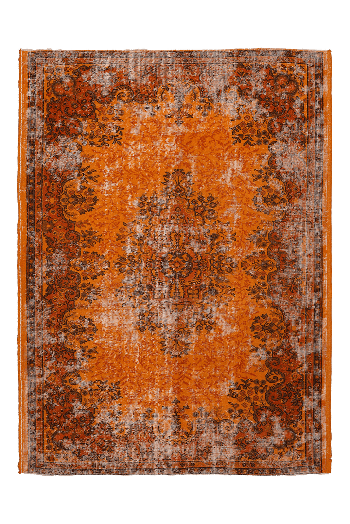Vintage Isparta Turkish Area Rug 6x8 ft — Orange Overdyed