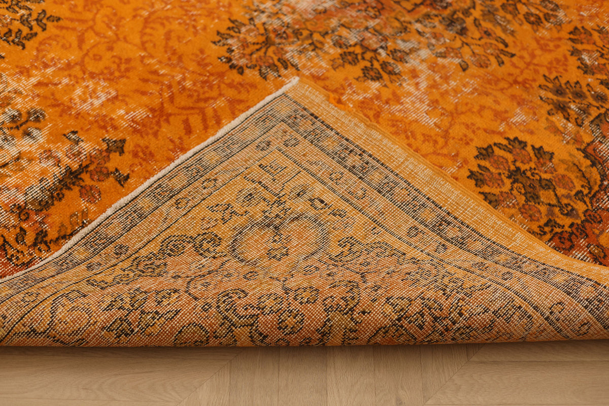 Vintage Isparta Turkish Area Rug 6x8 ft — Orange Overdyed