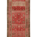 Vintage Van Turkish Area Rug 6x13 ft — Red & Brown Floral