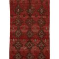 Vintage Malatya Turkish Area Rug 5x10 ft — Red & Brown Geometric