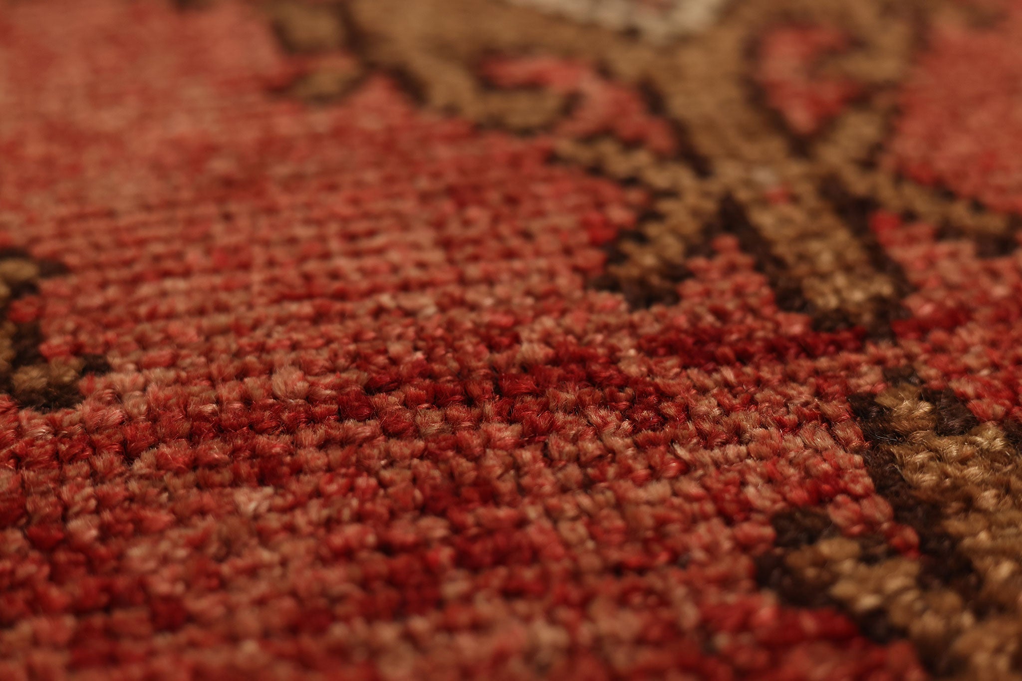 Vintage Malatya Turkish Area Rug 5x10 ft — Red & Brown Geometric