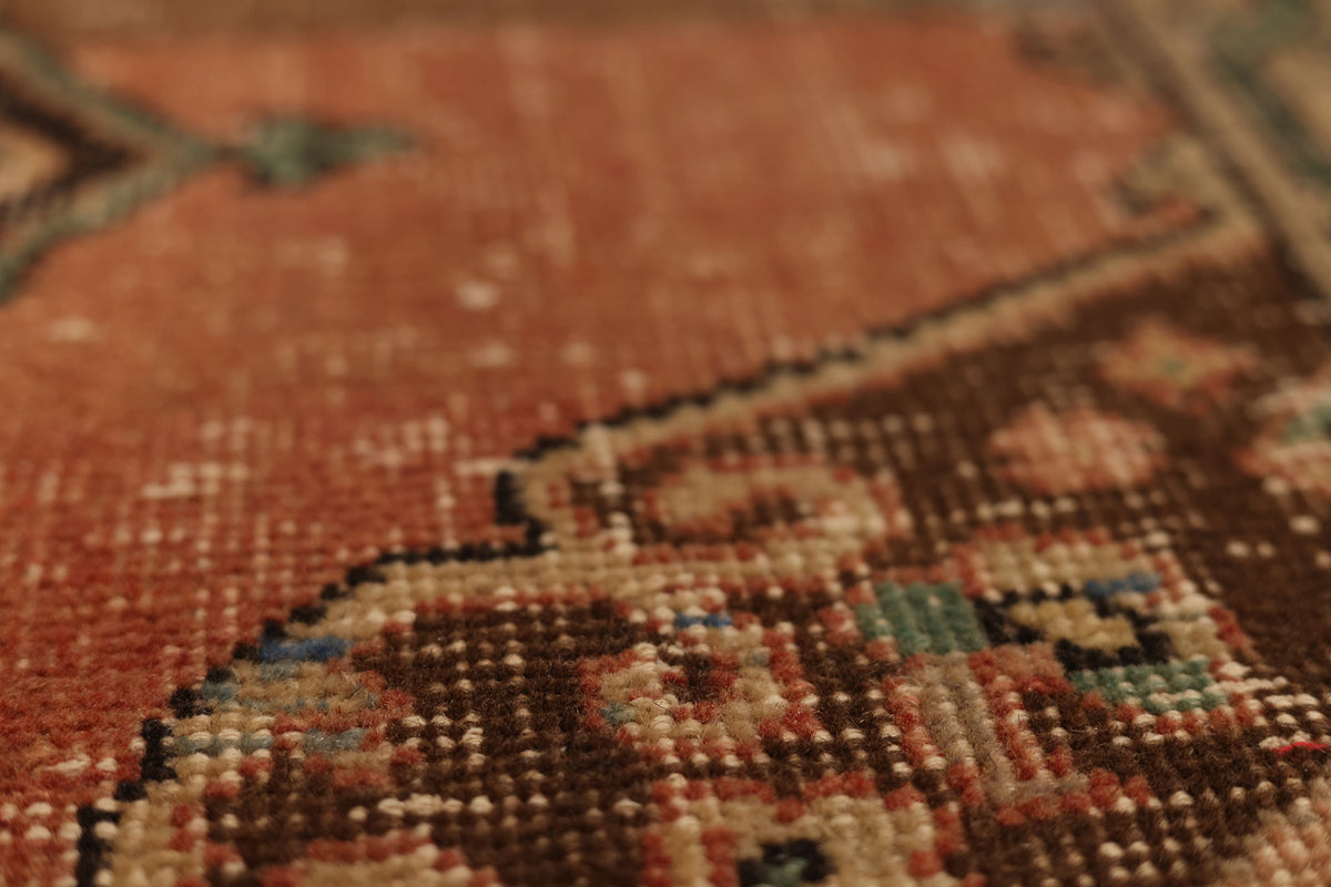 Vintage Konya Turkish Runner Rug 4x12 ft — Red & Blue Geometric