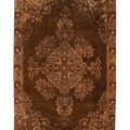Vintage Manisa Turkish Area Rug 5x10 ft — Brown & Beige Floral