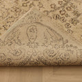 Vintage Isparta Turkish Area Rug 5x8 ft — Beige & Brown Floral (No. 40168)