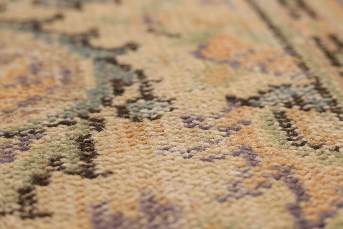 Vintage Manisa Turkish Area Rug 5x9 ft — Orange & Blue Floral (No. 40170)