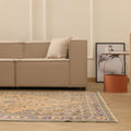 Vintage Manisa Turkish Area Rug 5x9 ft — Orange & Blue Floral (No. 40171)