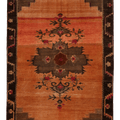 Vintage Van Turkish Area Rug 5x7 ft — Orange & Brown Floral