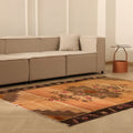 Vintage Van Turkish Area Rug 5x7 ft — Orange & Brown Floral