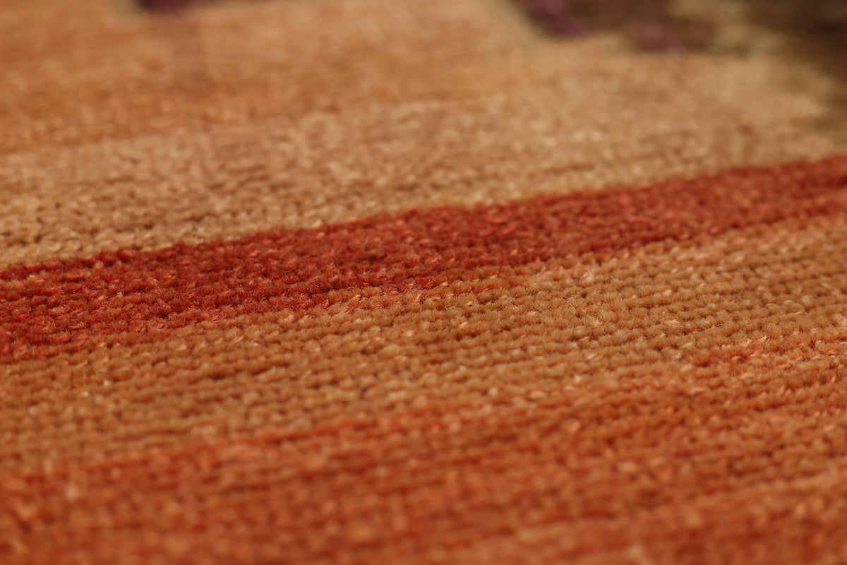 Vintage Van Turkish Area Rug 5x7 ft — Orange & Brown Floral
