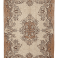 Vintage Isparta Turkish Area Rug 5x8 ft — Beige & Brown Floral (No. 40177)