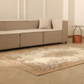 Vintage Isparta Turkish Area Rug 5x8 ft — Beige & Brown Floral (No. 40177)