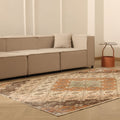 Vintage Isparta Turkish Area Rug 5x9 ft — Beige & Brown Floral (No. 40178)