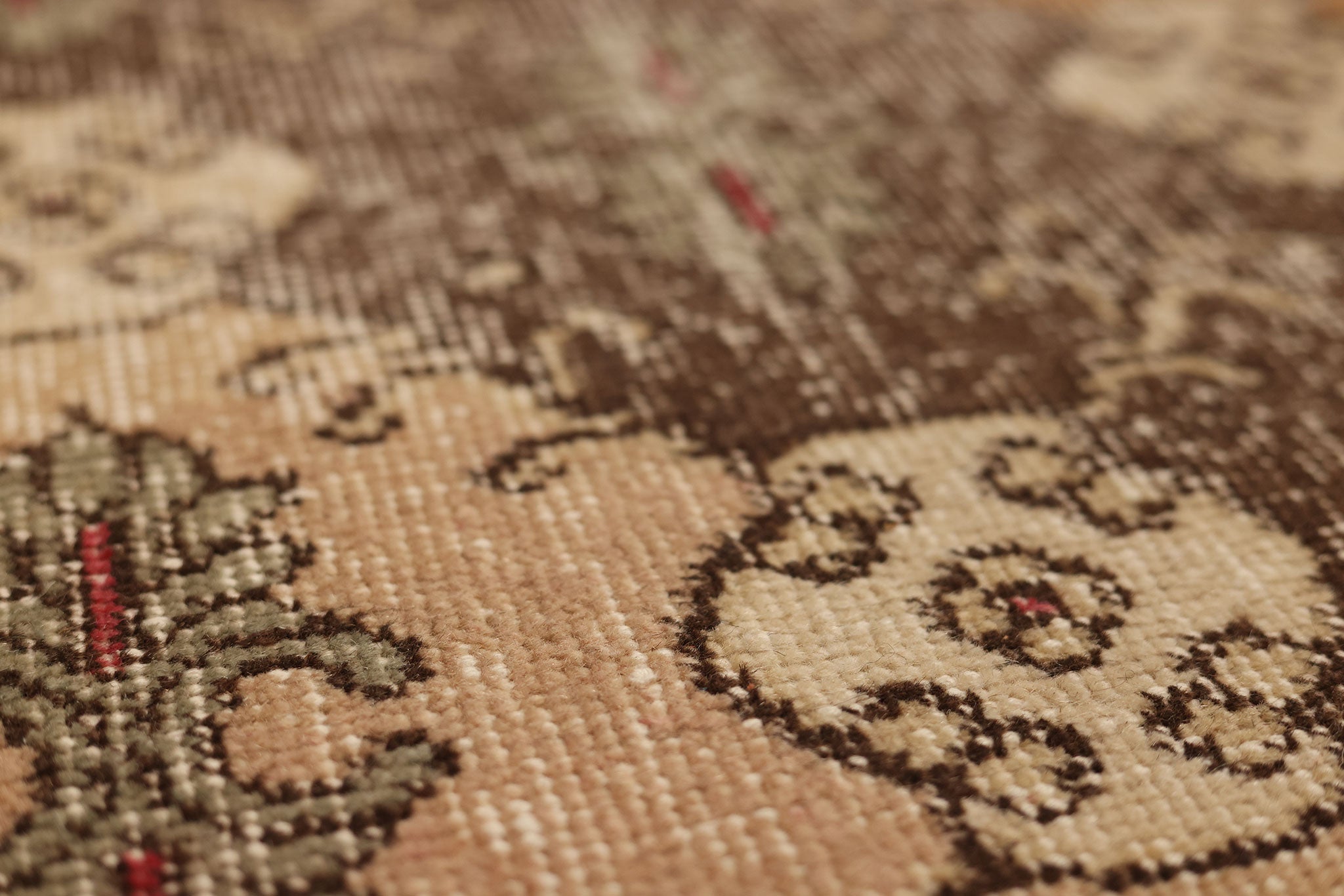 Vintage Isparta Turkish Area Rug 5x9 ft — Beige & Brown Floral (No. 40178)