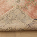 Vintage Manisa Turkish Area Rug 4x8 ft — Pink & Beige Distressed