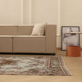 Vintage Isparta Turkish Area Rug 5x9 ft — Beige & Brown Floral (No. 40183)