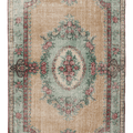 Vintage Isparta Turkish Area Rug 5x8 ft — Beige & Green Floral (No. 40184)