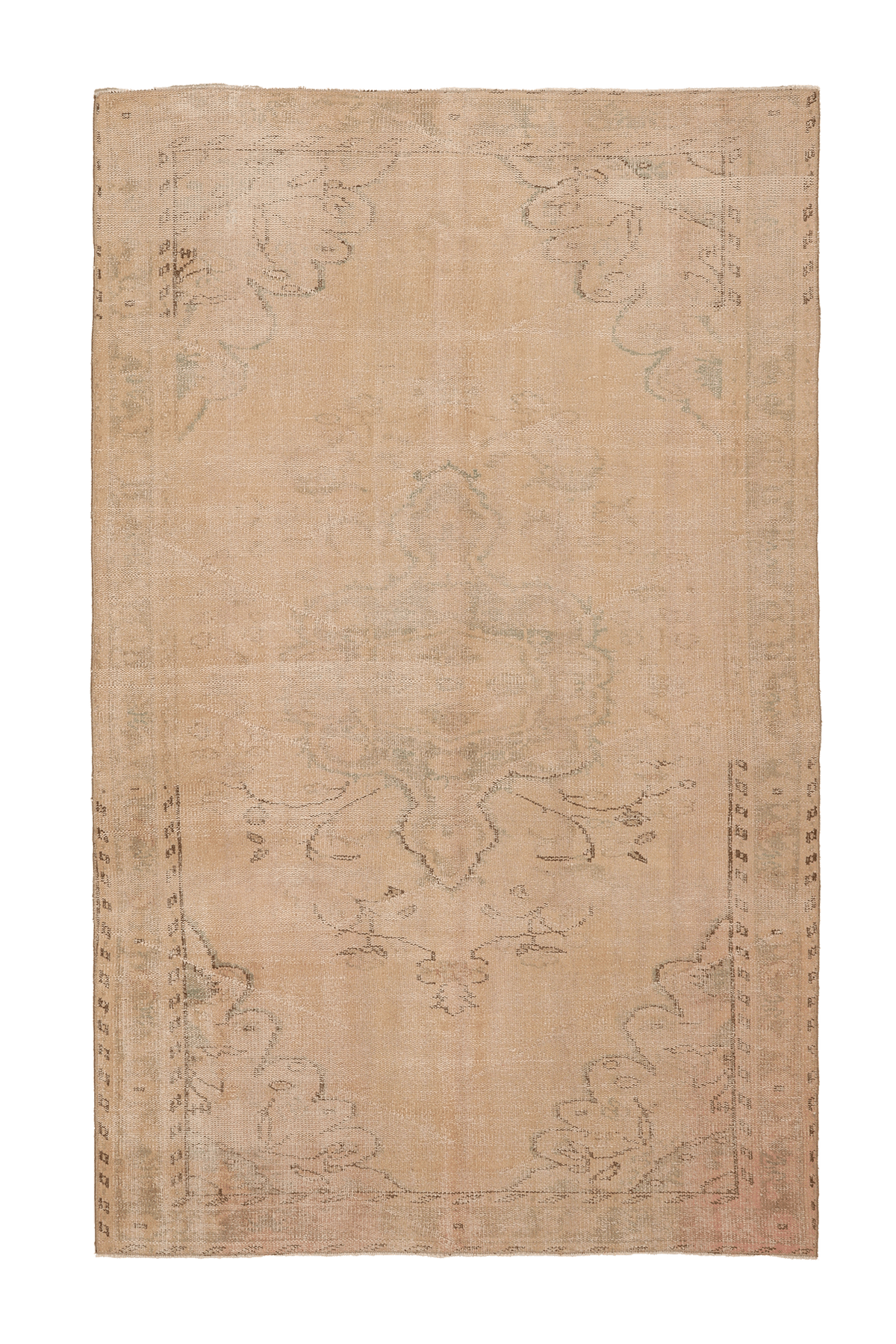 Vintage Manisa Turkish Area Rug 5x8 ft — Beige Floral (No. 40185)