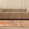 Vintage Manisa Turkish Area Rug 5x8 ft — Orange & Blue Distressed