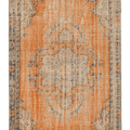 Vintage Manisa Turkish Area Rug 5x8 ft — Orange & Blue Distressed (No. 40192)