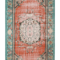 Vintage Manisa Turkish Area Rug 5x8 ft — Orange & Blue Floral