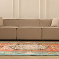 Vintage Manisa Turkish Area Rug 5x8 ft — Orange & Blue Floral