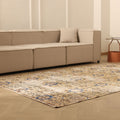 Vintage Isparta Turkish Area Rug 5x8 ft — Beige & Blue Floral (No. 40195)